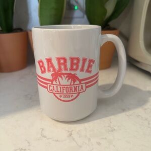 Barbie White Mug with Coral Pink California Logo